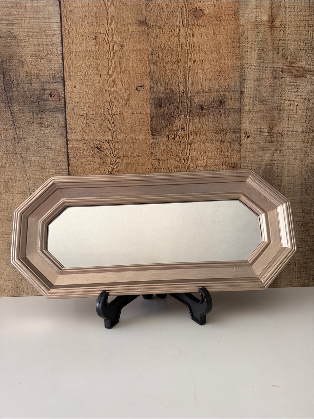 Decorative Vintage Octagonal Wall Mirror in Metallic Champagne Gold